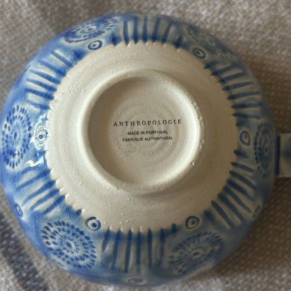 Anthropologie Gorgeous Old Havana Blue Single Mug / Blemish On Grip Of Handle - Picture 3 of 5